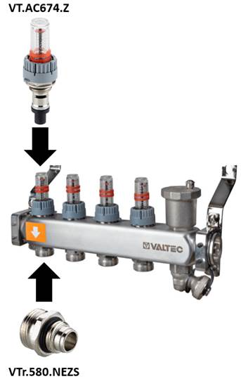 Для подающей гребенки коллектора